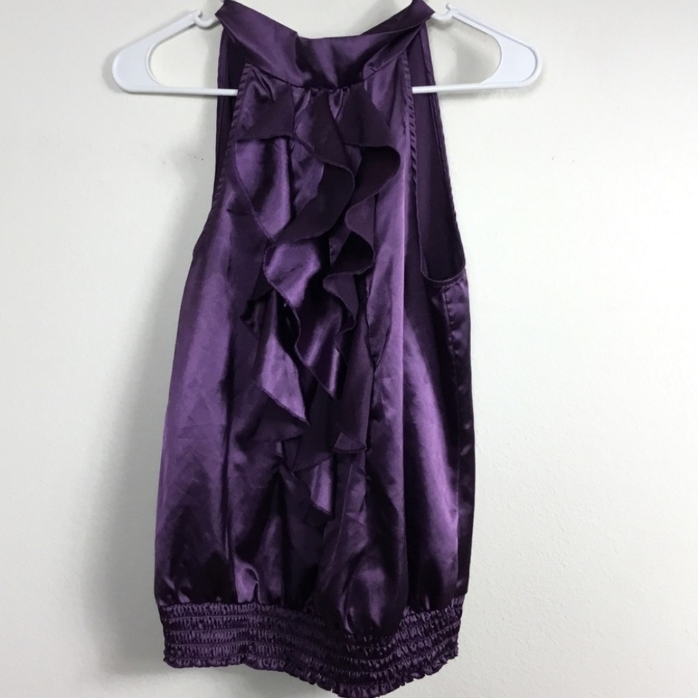 💜 A. BYER Sleeveless Ruffle Satin Top